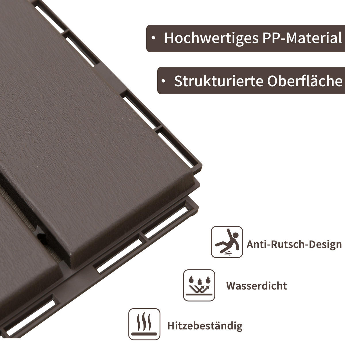 TERRASSENFLIESEN DE-10144 Klicksystem mit Drainage Braun - Braun, Kunststoff (30/30/2cm) - ComfortXL