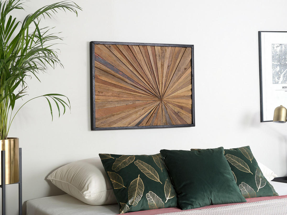 WANDDEKORATION Teakholz heller holzfarbton Merida - Hellbraun, Holz (80/60/4cm) - Beliani