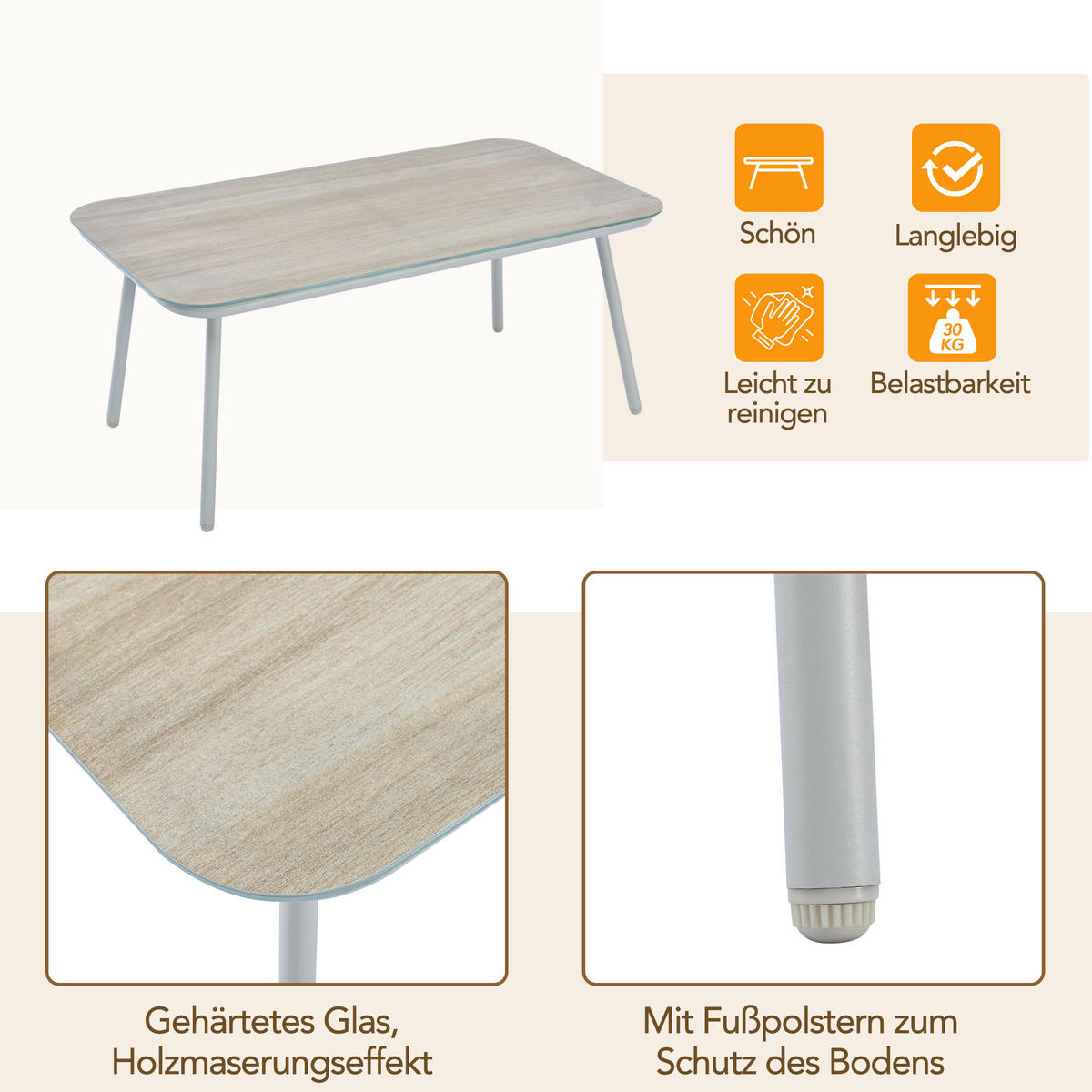 GARTENMÖBEL-SET 7-Sitzer Beige - Beige, Metall - ComfortXL