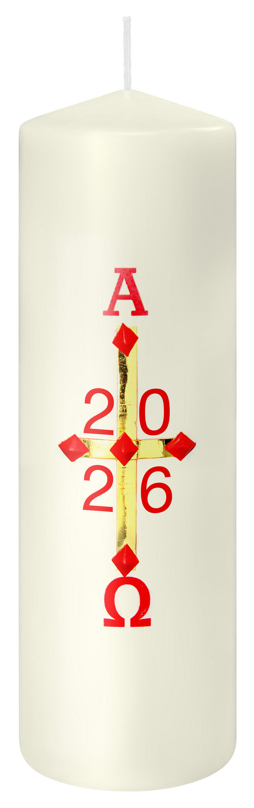 OSTERKERZE 185 x Ø 58 mm mit Jahreszahl - Beige, Paraffin (6/18.5/18.5cm) - Wiedemann Kerzen