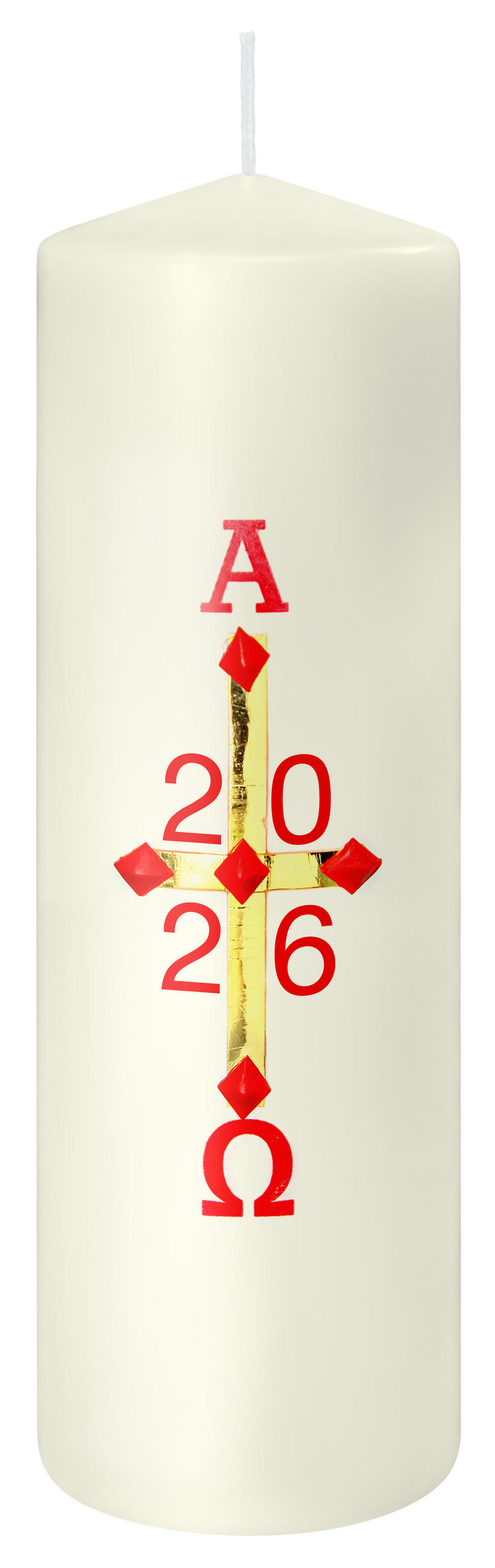 OSTERKERZE 185 x Ø 58 mm mit Jahreszahl - Beige, Paraffin (6/18.5/18.5cm) - Wiedemann Kerzen