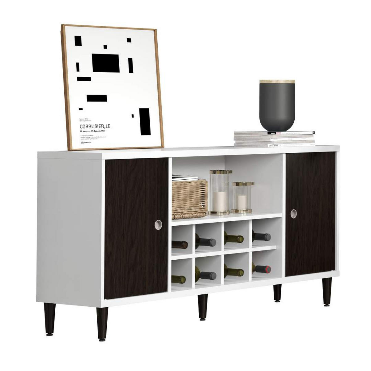 SIDEBOARD Evolution Weiß lackiert 136/36/70 cm - Weiß, Holzwerkstoff (136/70/36cm) - ebuy24