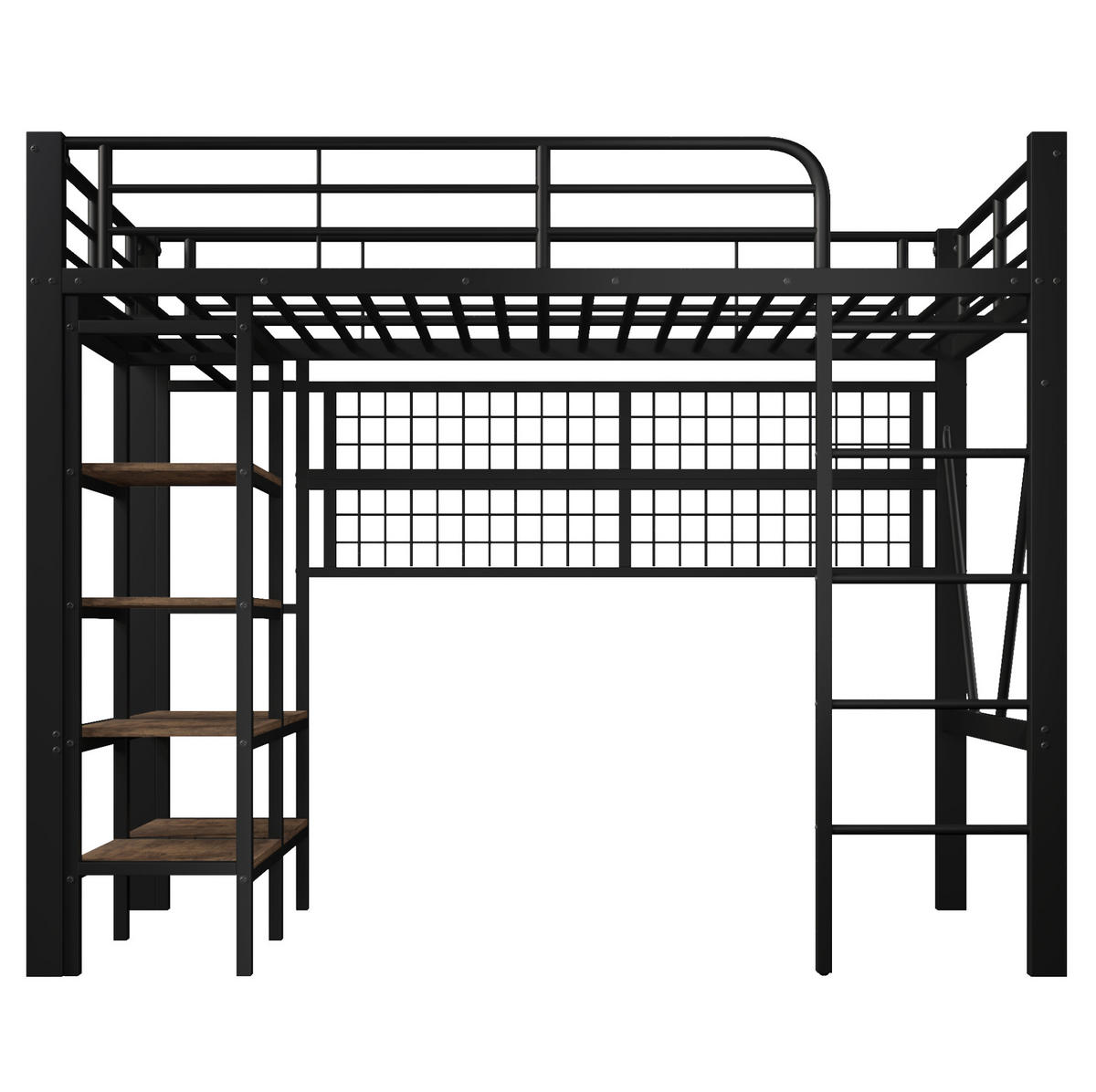 HOCHBETT 90/200 cm in Schwarz – mit LED-Lichtleiste und offenem Stauraum - Schwarz, Metall (90/200cm) - BEAOK
