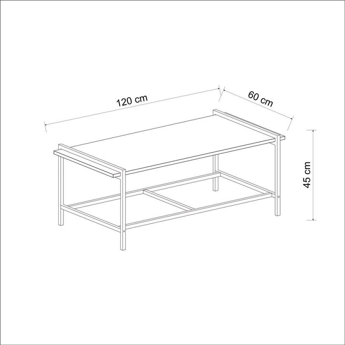 COUCHTISCH Lara mit Metallfüße Atlantic Walnuss 9109 - Walnussfarben/Schwarz, Holzwerkstoff/Metall (60/120/45cm) - moebel17