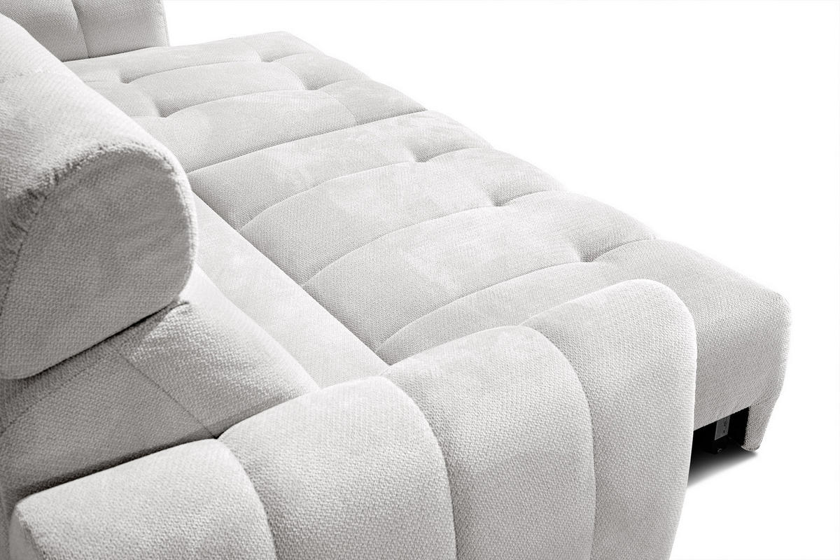 ECKSOFA KIMI 3-Sitzer, ausziehbarer Sitz, verstellbare Kopfstützen, cremefarben - Creme/Schwarz, Holzwerkstoff/Textil (270/160cm) - Courtois Laville