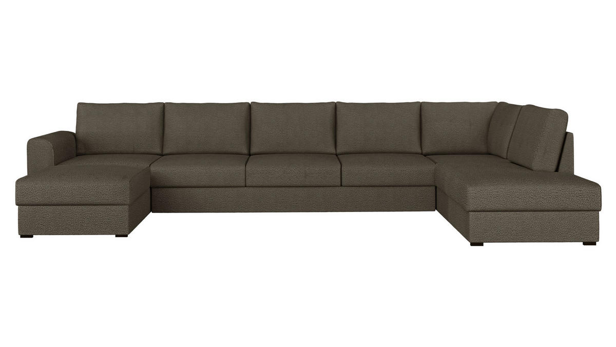 WOHNLANDSCHAFT Wilma Large Premium, Seite: Rechts - Schwarz/Braun, Holz/Textil (370/85/186cm) - MIRJAN24