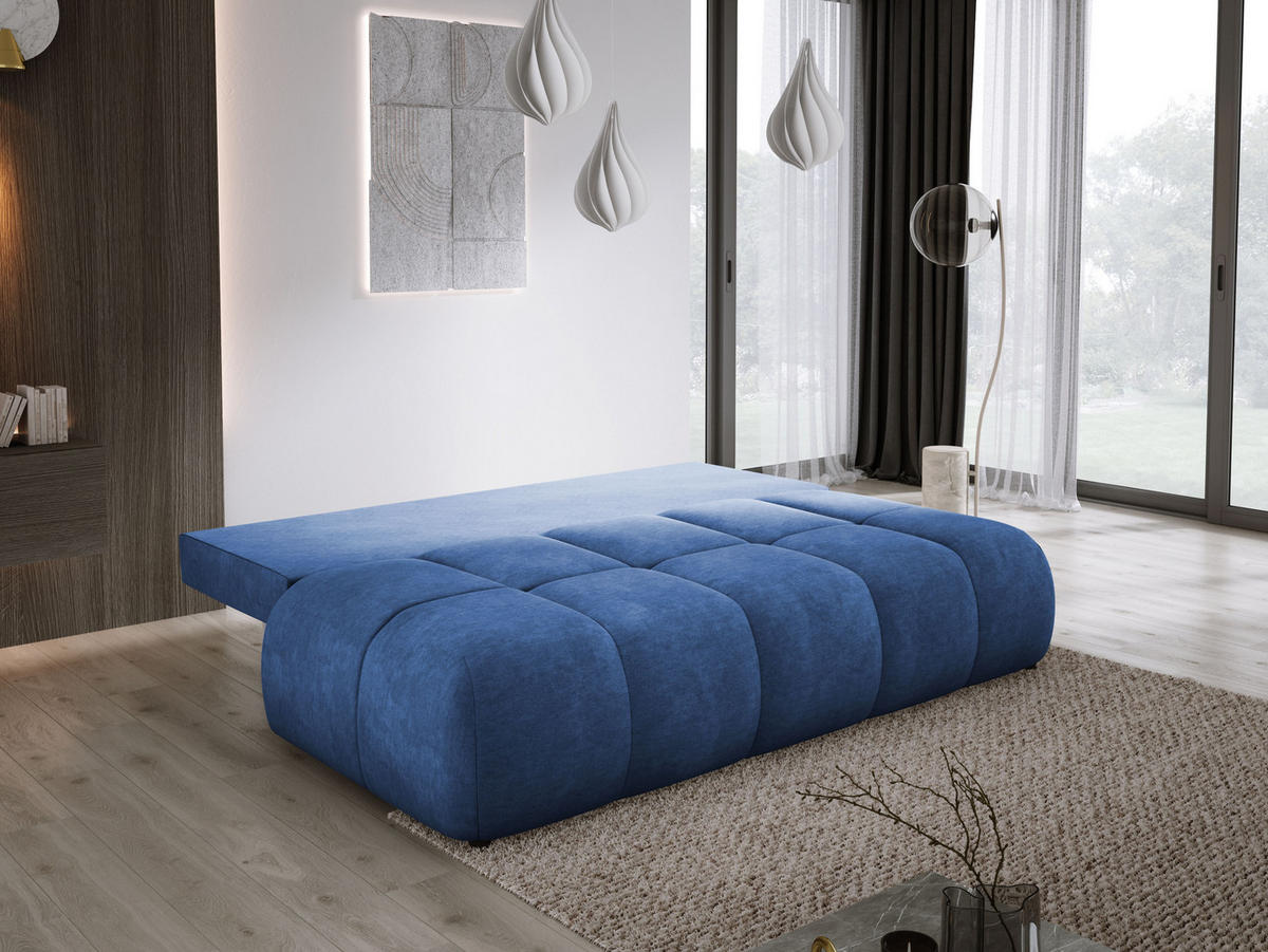 SOFA COCO MINI SCHLAFSOFA mit Bettfunktion, CLOUD Stoffbezug, 2-Sitzer, freistehend, Größe: 205x105x97 cm, Blau - Blau, Holz/Textil (205/97/105cm) - DomoHome