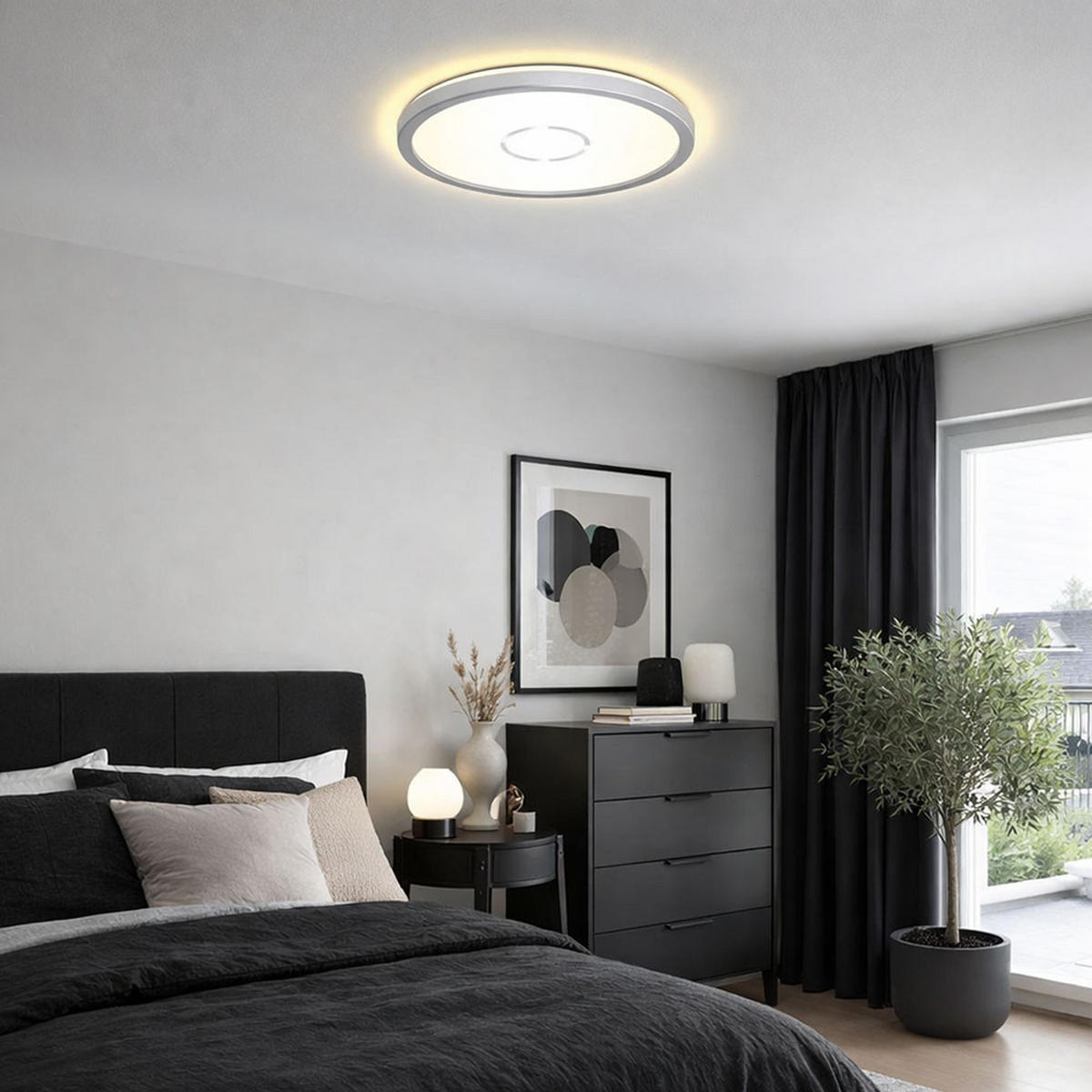 LED DECKENLEUCHTE Silber Opal - Silberfarben, Kunststoff (29.3/29.3/2.9cm) - Briloner