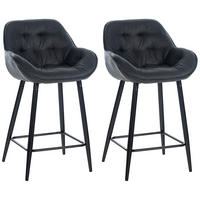 BARHOCKER 2er Set Gibal Stoff dunkelgrau - Dunkelgrau/Schwarz, Textil/Metall (54/93.5/57.5cm) - TPFLiving