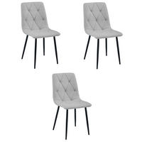 ESSZIMMERSTUHL 3-er Set TYRA hellgrauer Sitz, schwarze Beine - Hellgrau/Schwarz, Textil (44.5/87/54.5cm) - Valora