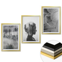 WANDBILDER 3er Set - 40x60 cm Goldrahmen - Waldnebelporträt Baum Löwenzahn - Goldfarben, Kunststoff (40/60cm) - ArtPrintCave
