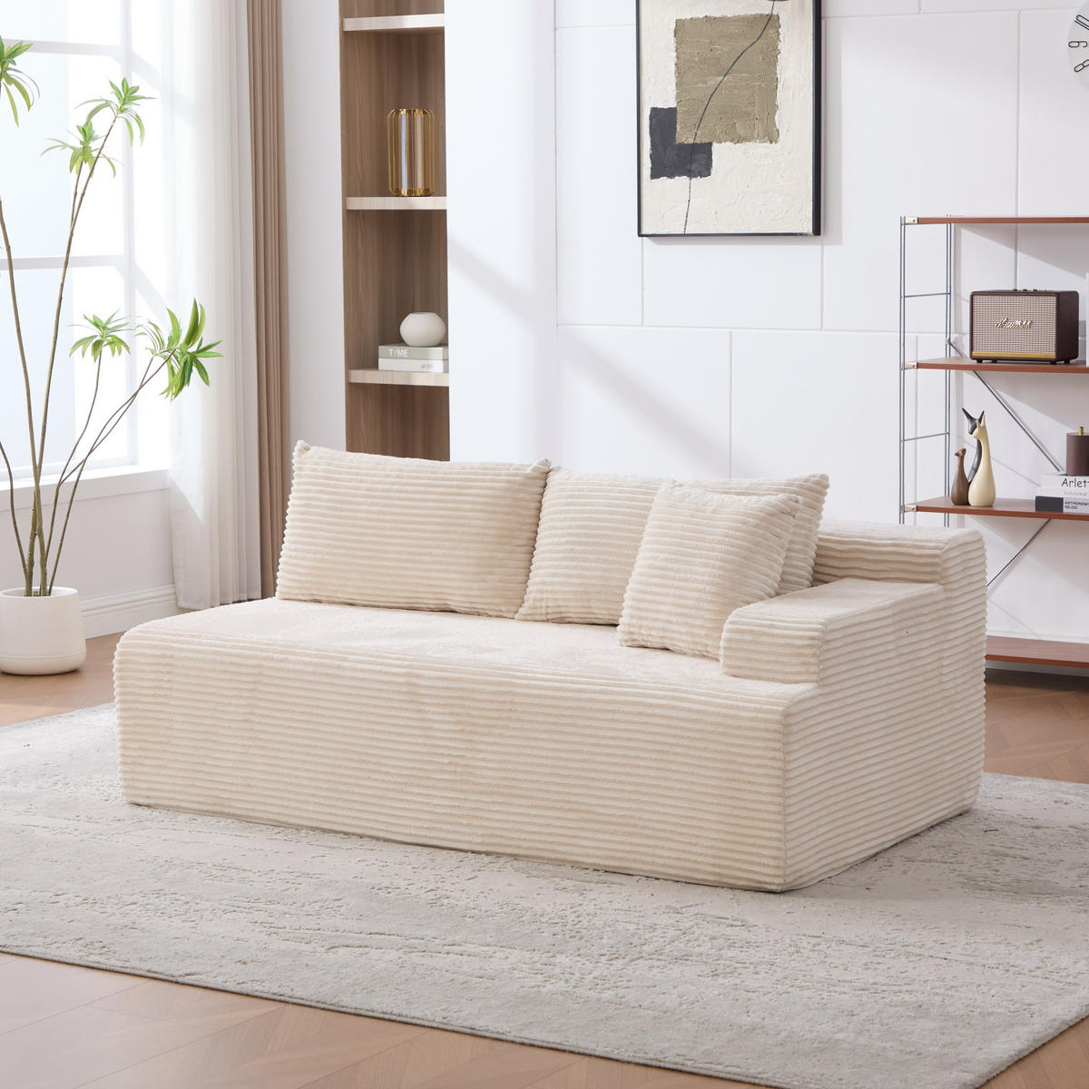 SOFAELEMENT 172/99/74.5 cm Elfenbein mit rutschfestem Boden - Ecru, Textil (99/74.5/172cm) - Oxeza