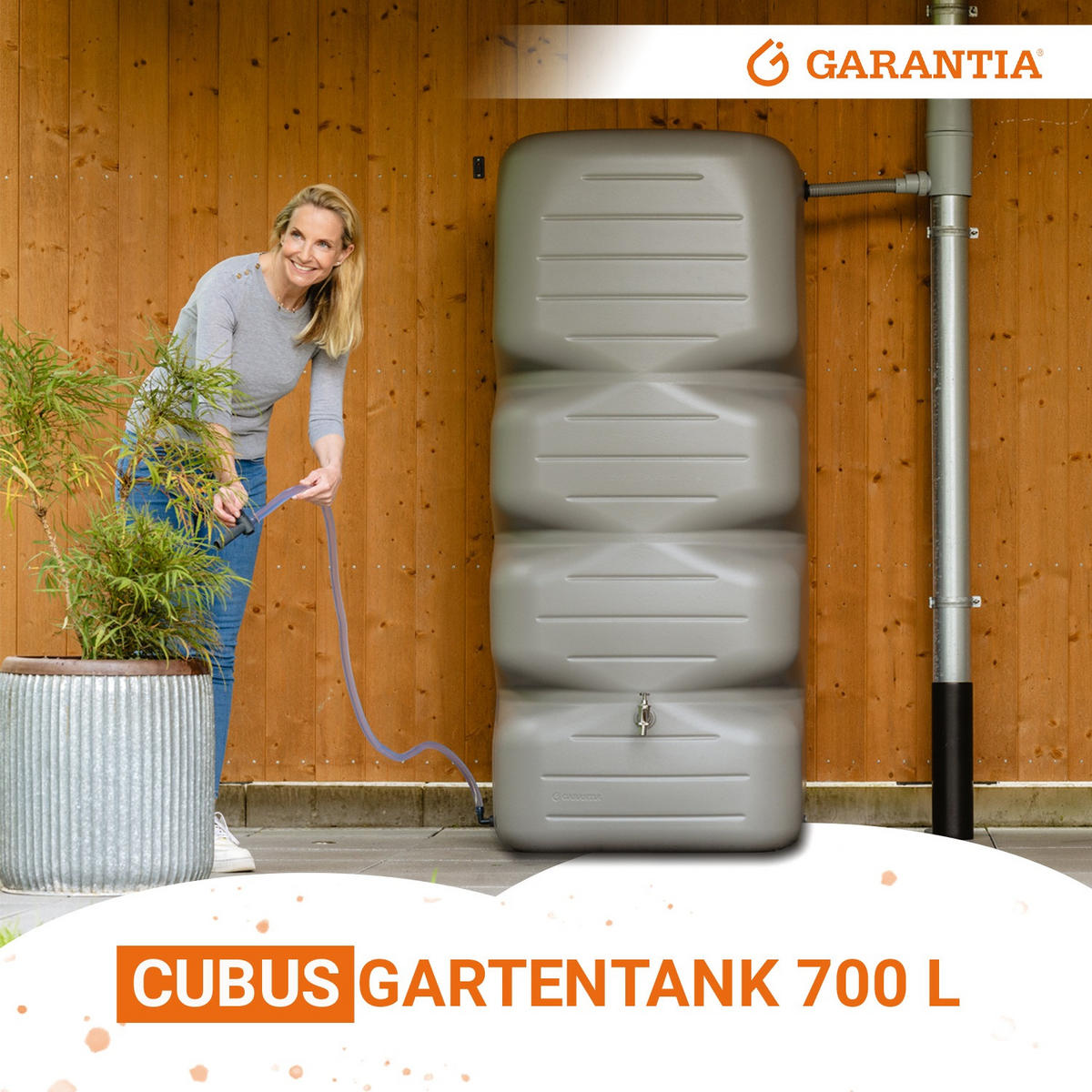 REGENTONNE 700 L, betongrau - Grau, Kunststoff (60/179/80cm) - GARANTIA