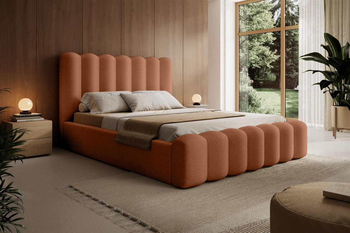 POLSTERBETT Macon In Euphoria - Rotbraun, Holzwerkstoff/Textil (180/200cm) - Fun Möbel