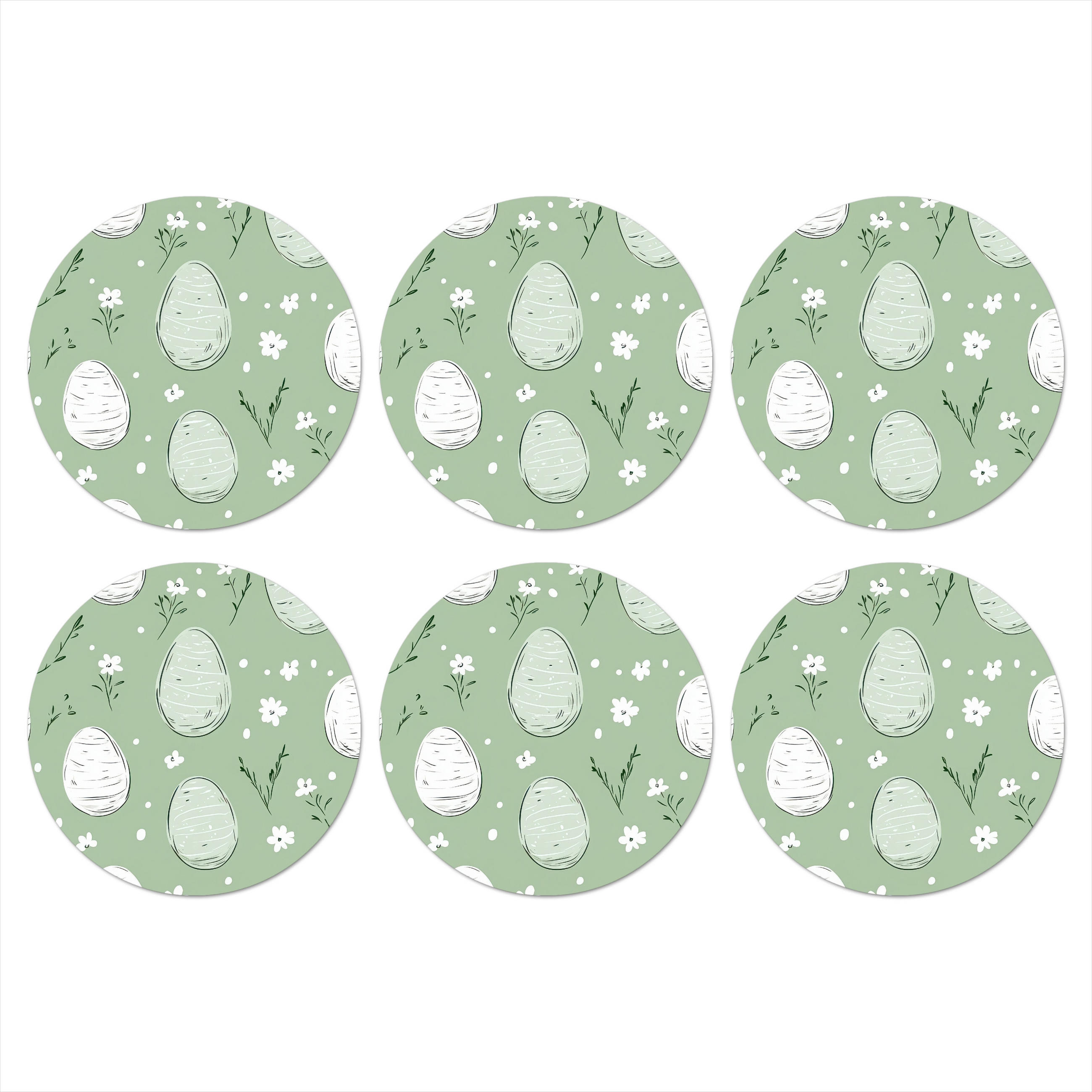 GLASUNTERSETZER Grün - Eier - Muster 10x10 cm - Hellgrün, Naturmaterialien (10/0.2cm) - MuchoWow