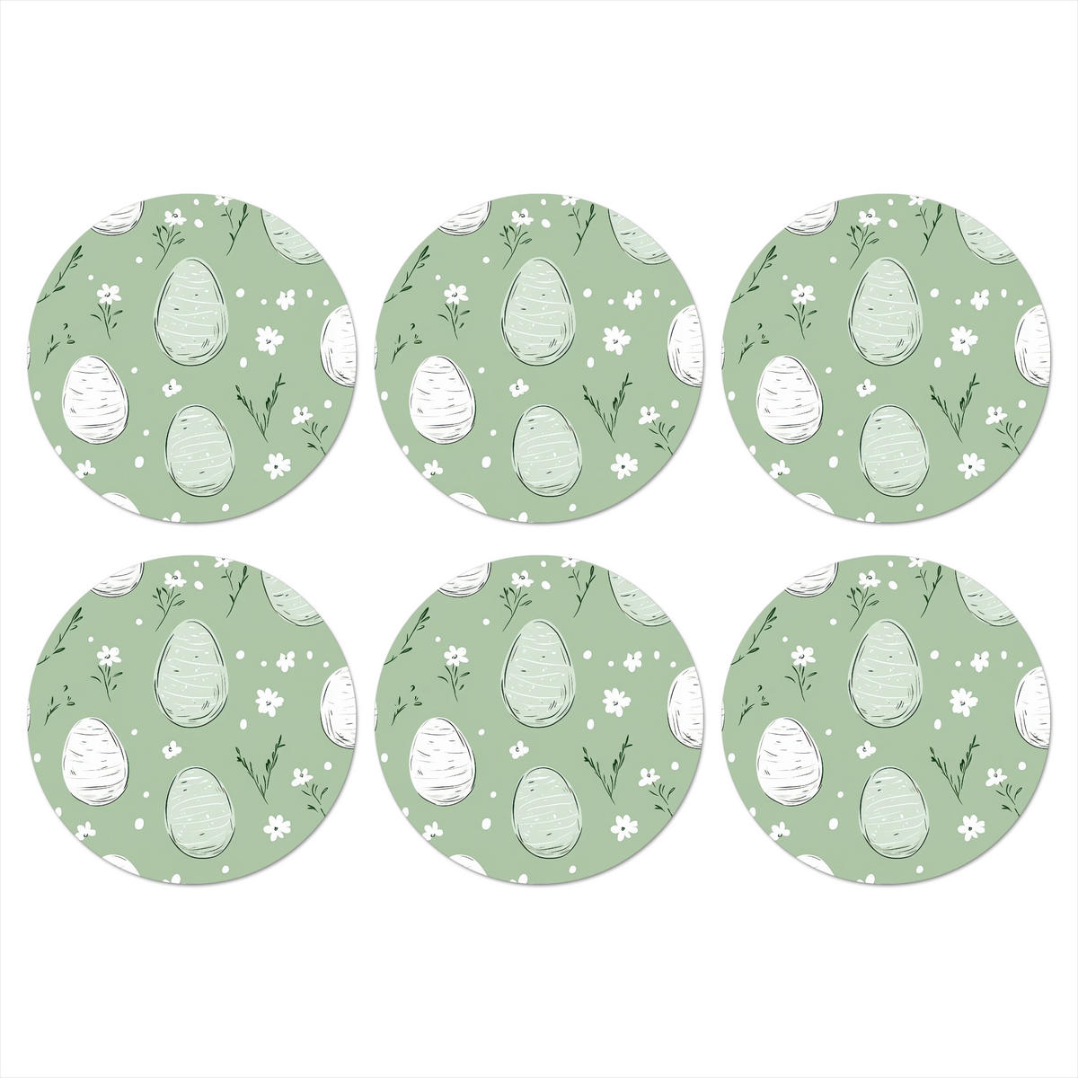 GLASUNTERSETZER Grün - Eier - Muster 10x10 cm - Hellgrün, Naturmaterialien (10/0.2cm) - MuchoWow