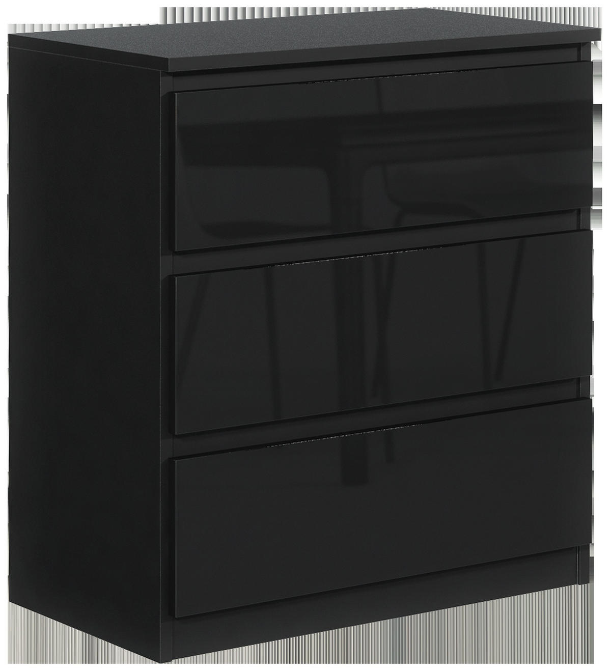 KOMMODE Schwarz, Hochglanz 70/79/39 - Schwarz Hochglanz/Schwarz, Holzwerkstoff (70/79/39cm) - RAUMHIRSCH FURNITURE