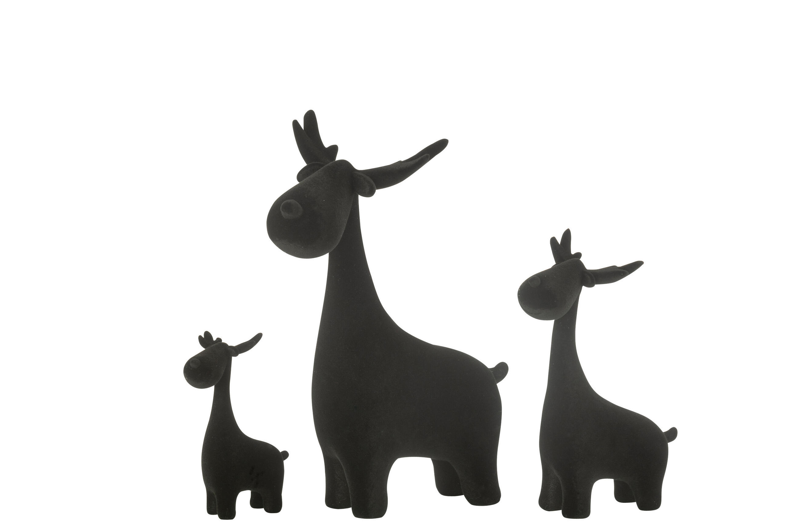 FIGUR HIRSCH - Polyresin - Schwarz - 3er Set - Schwarz, Glas/Naturmaterialien (10/25/18cm) - J-Line