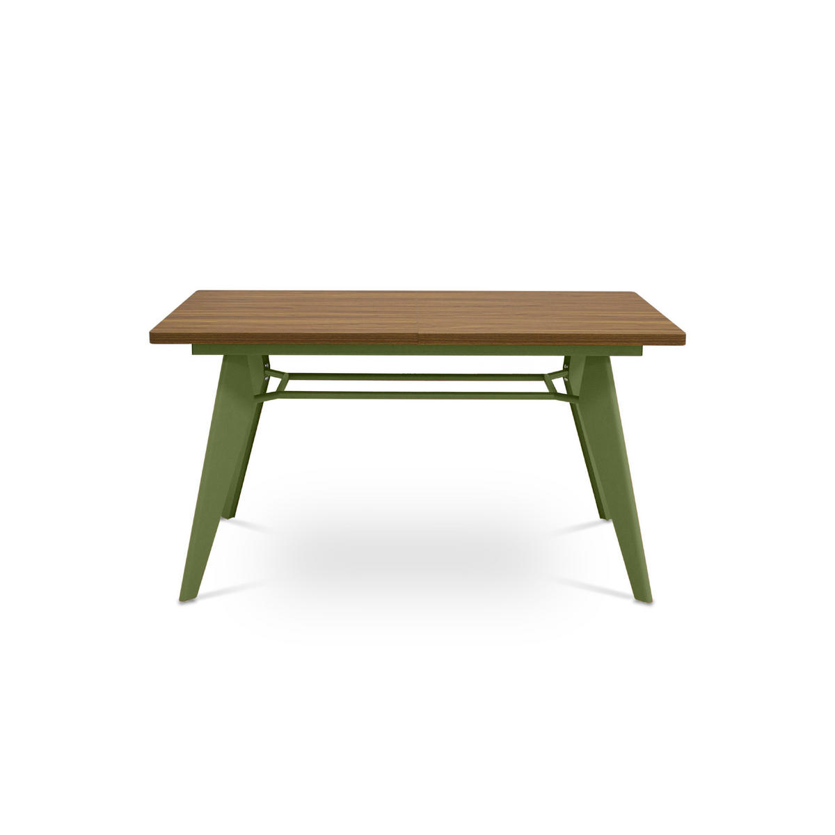 ESSTISCH ausziehbar 140/180cm Metallbeine Khaki und Tischplatte Nussbaum-Optik Meloe - Nussbaumfarben/Grün, Holzwerkstoff/Metall (90/140/76cm) - Sicaan