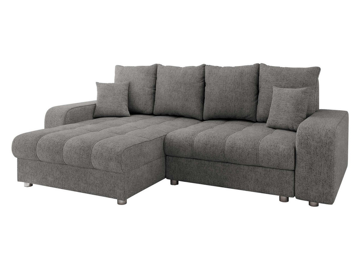 ECKSOFA Kronos - Dunkelgrau/Silberfarben, Holz/Textil (250/166cm) - MIRJAN24