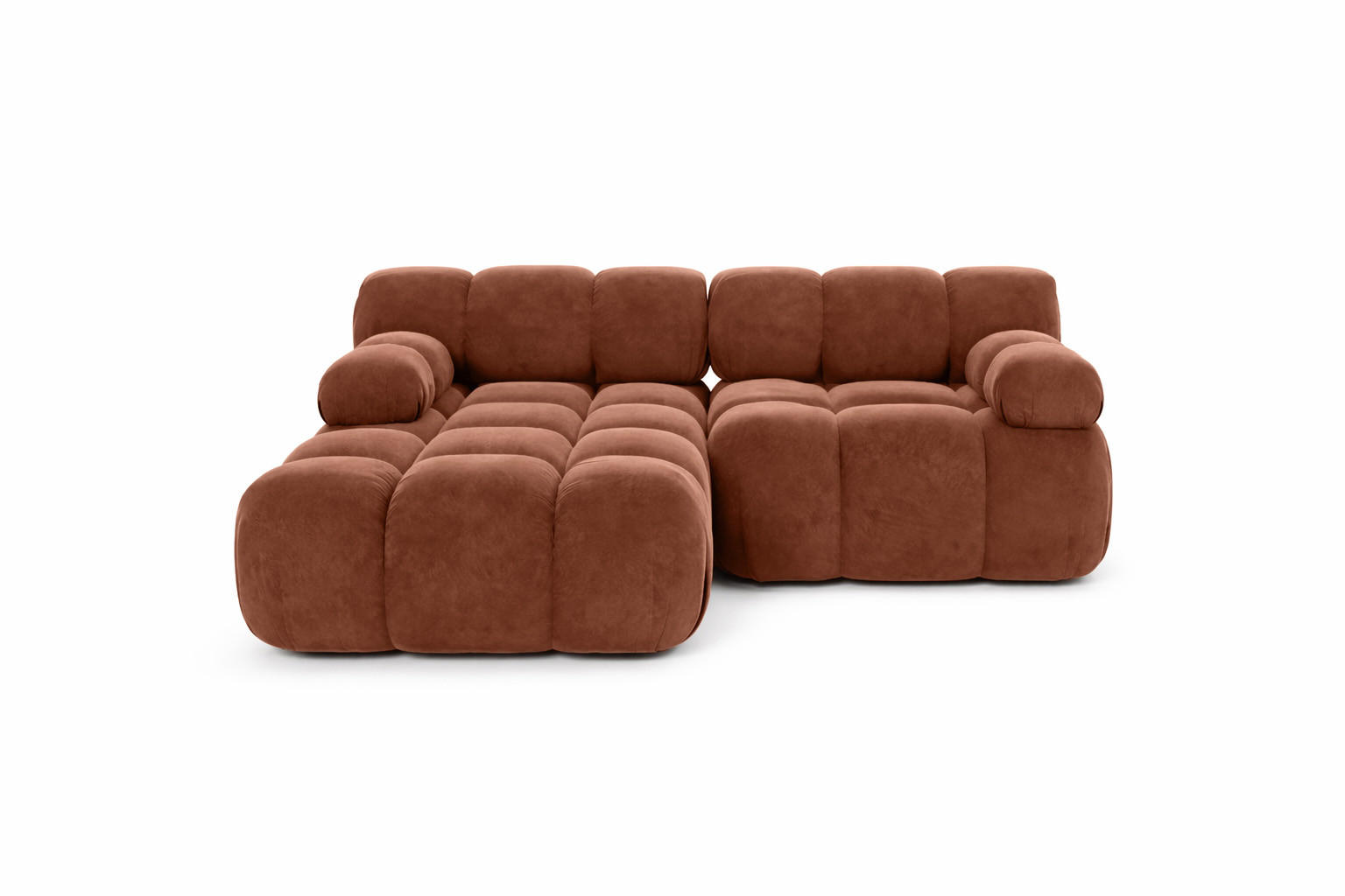 ECKSOFA L-form Mini Modular, Veloursstoff Salvador, Braun, Links, Selia - Braun, Holz (190/160cm) - Kaiser Möbel