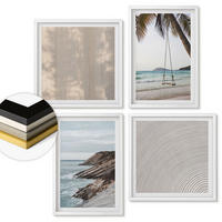 WANDBILDER 4er-Set - 50x50 cm & 40x60 cm Weißer Rahmen - Sommerlicher Sandstrand mit Meerblick - Weiß, Kunststoff (50/50cm) - ArtPrintCave