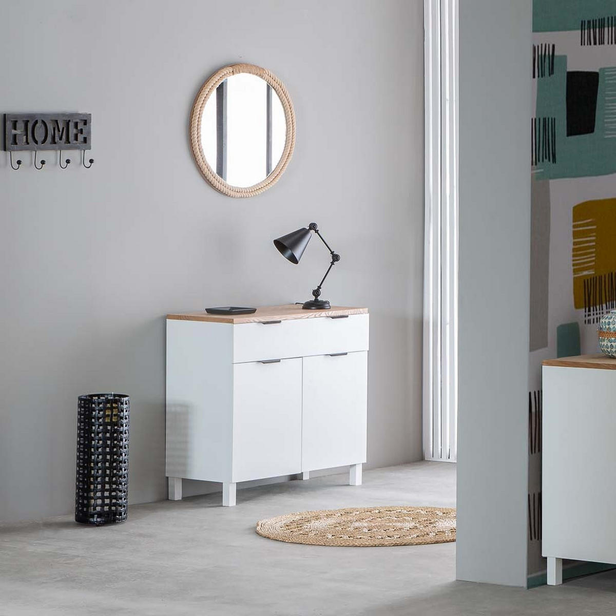 ANRICHTE aus Holz mit 2 Schubladen und 2 Türen, 82x40x80 cm - Weiß, Holzwerkstoff (82/80/40cm) - Wanderlust