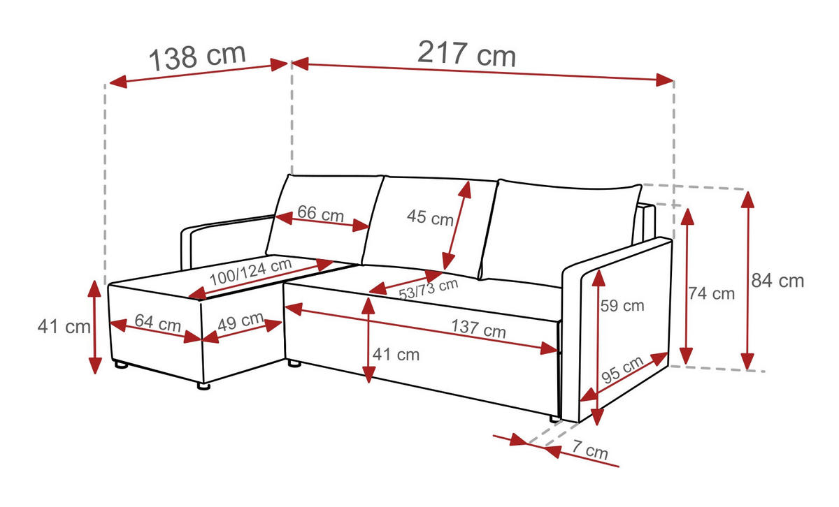 ECKSOFA Solid mit Schlaffunktion und Bettkasten - Dunkelgrau, Holz/Holzwerkstoff (217/138cm) - Ravio