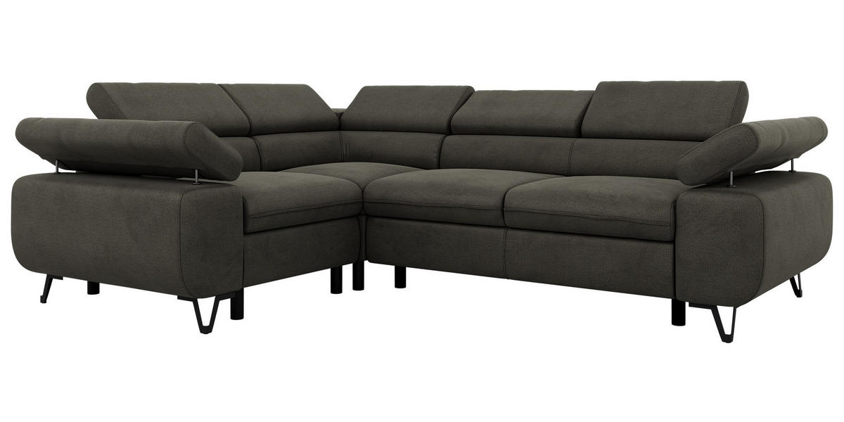 ECKSOFA ORSO L Anthrazit Velvet - Links Seite - Anthrazit/Schwarz, Textil/Metall (197/268cm) - MKS