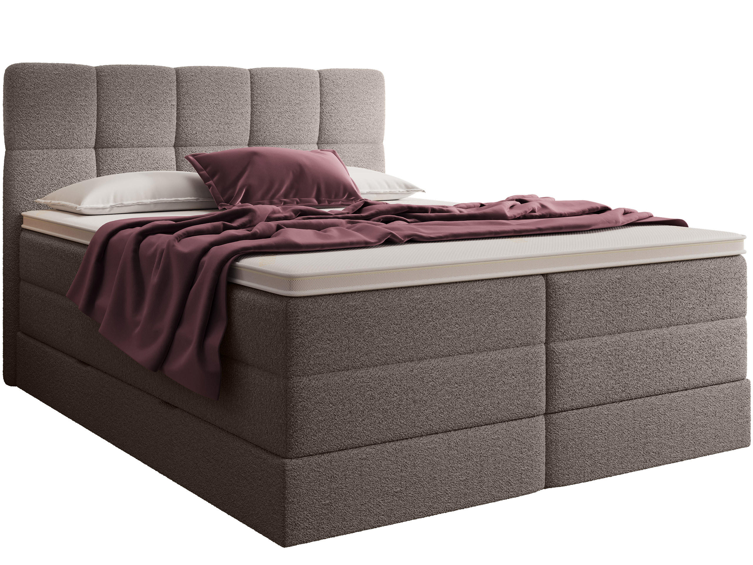 BOXSPRINGBETT Madison 1 braun 160/200 H2/H3 Boucle - Braun, Textil (160/200cm) - wonello