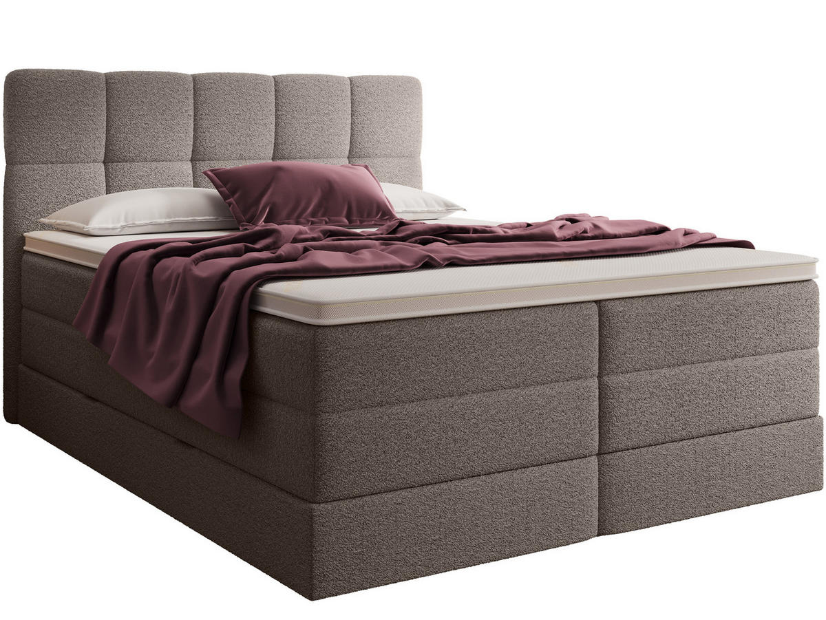 BOXSPRINGBETT Madison 1 braun 160/200 H2/H3 Boucle - Braun, Textil (160/200cm) - wonello