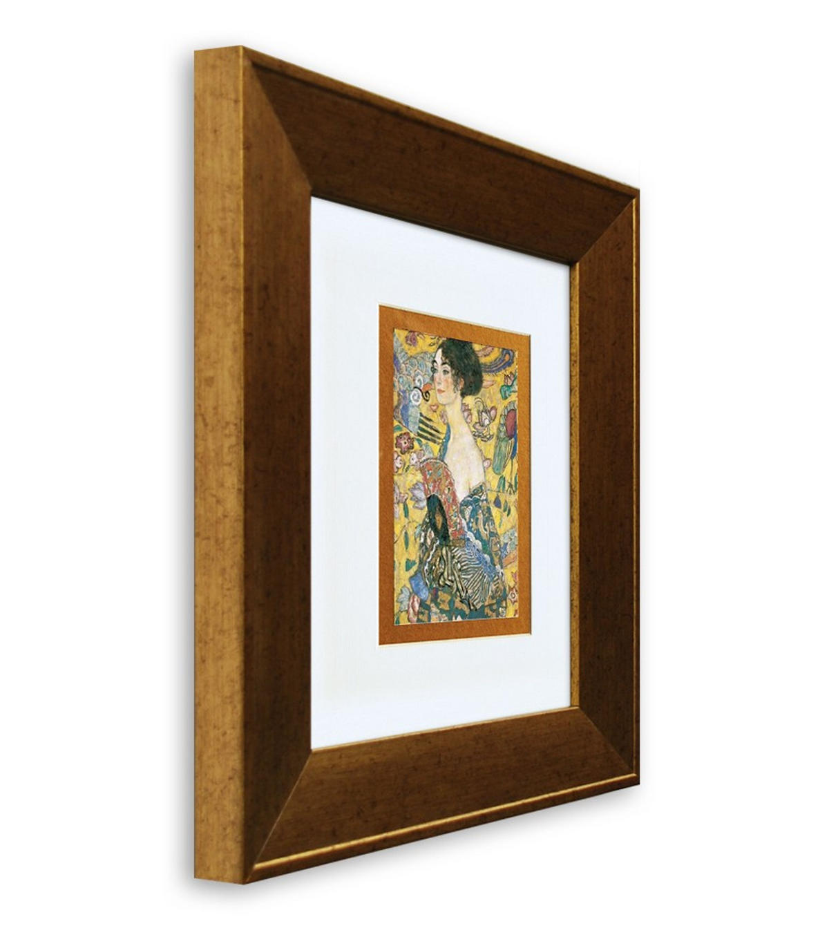 BILD gerahmt 36x41 cm Gustav Klimt „Dame mit Fächer“ - Gelb, Holz (36/41cm) - artissimo