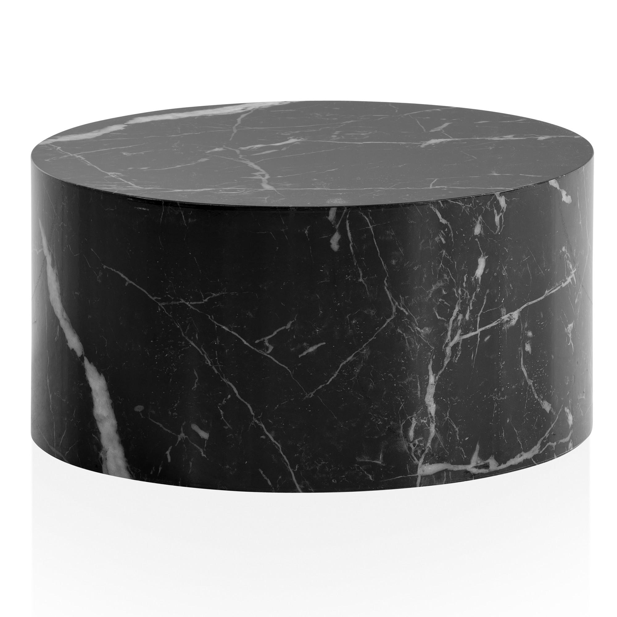 COUCHTISCH mit Hochglanz-Oberfläche, Marmor-Optik, Design rund, Schwarz 60x60x30 cm - Schwarz, Holzwerkstoff (60/60/30cm) - KADIMA DESIGN