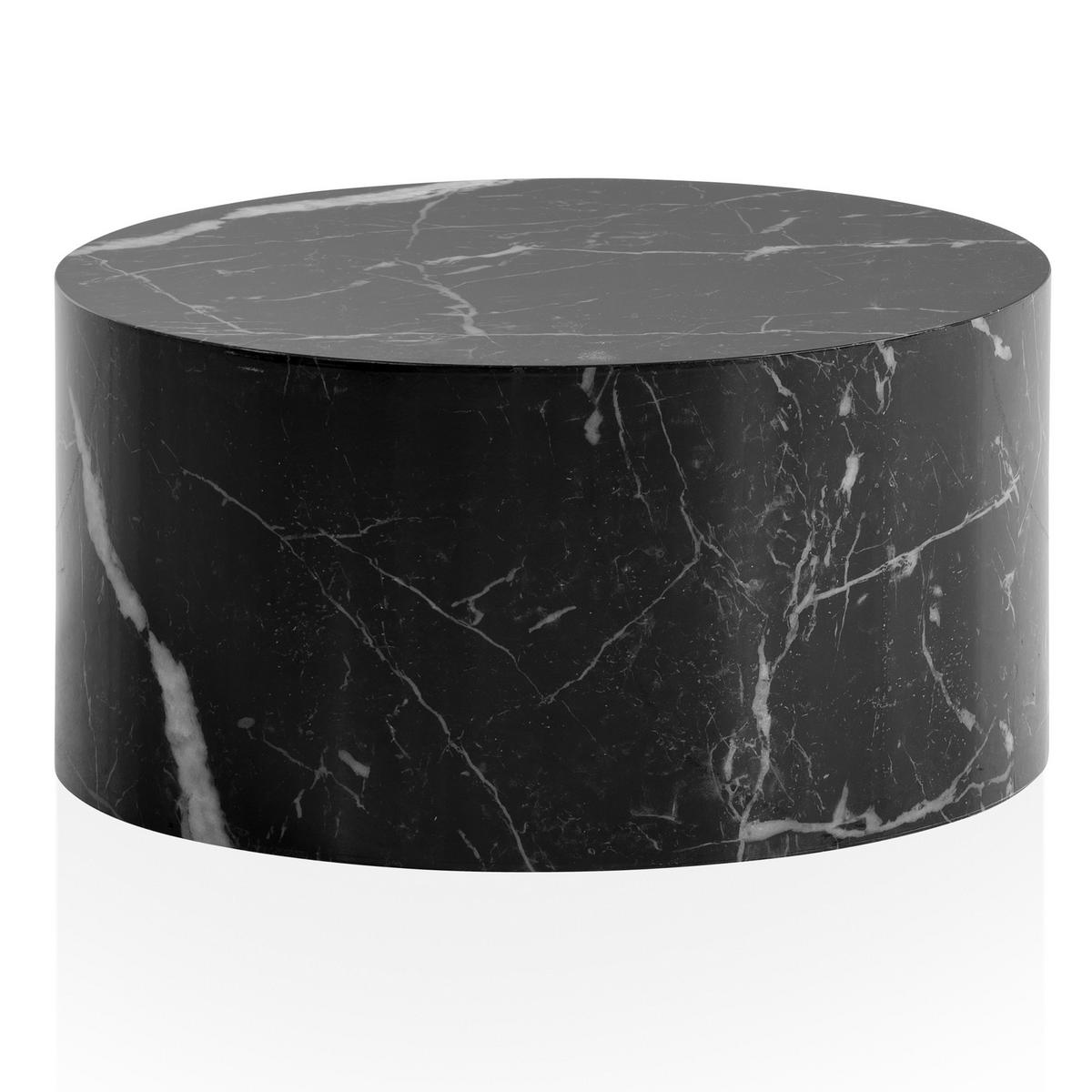 COUCHTISCH mit Hochglanz-Oberfläche, Marmor-Optik, Design rund, Schwarz 60x60x30 cm - Schwarz, Holzwerkstoff (60/60/30cm) - KADIMA DESIGN