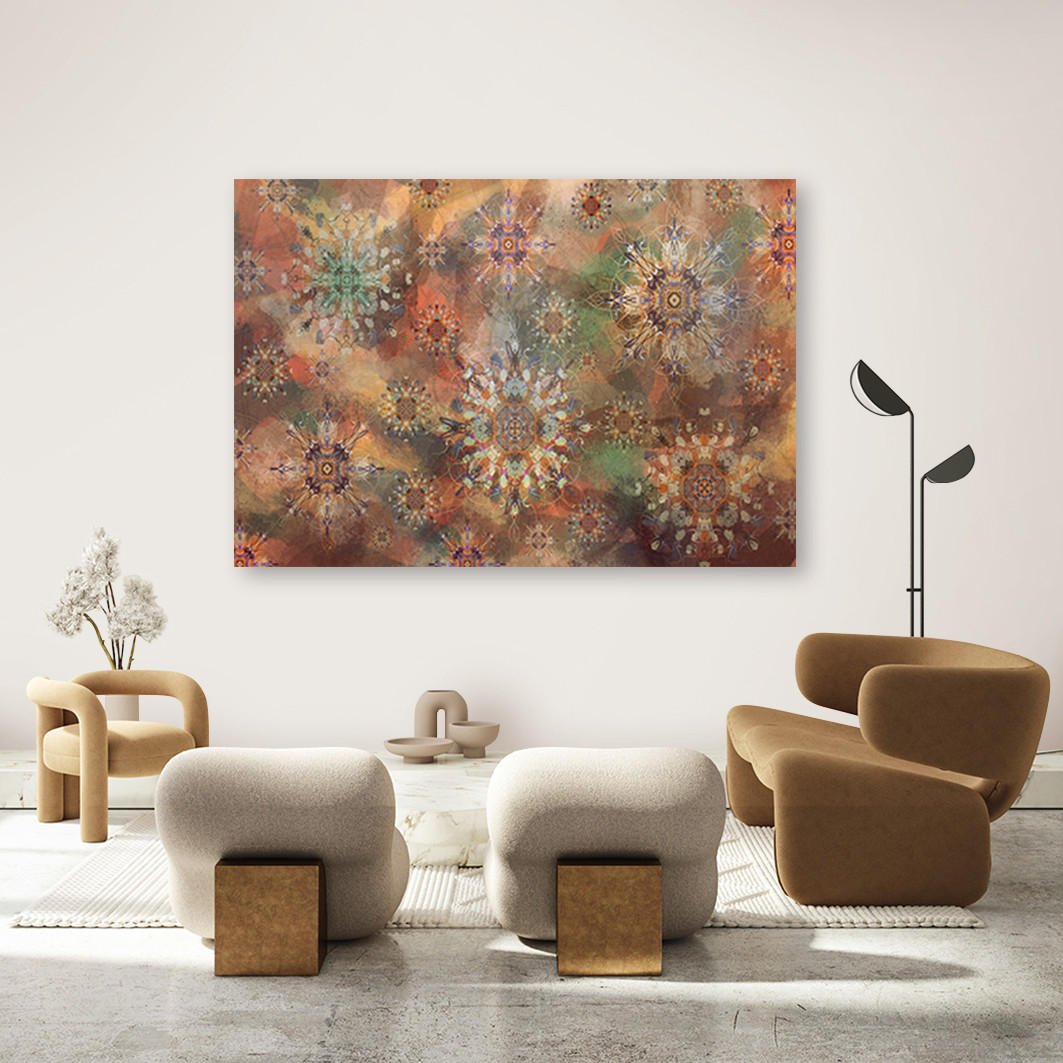 WANDBILD mosaik der sterne - Orange, Textil (60/40cm) - Feeby