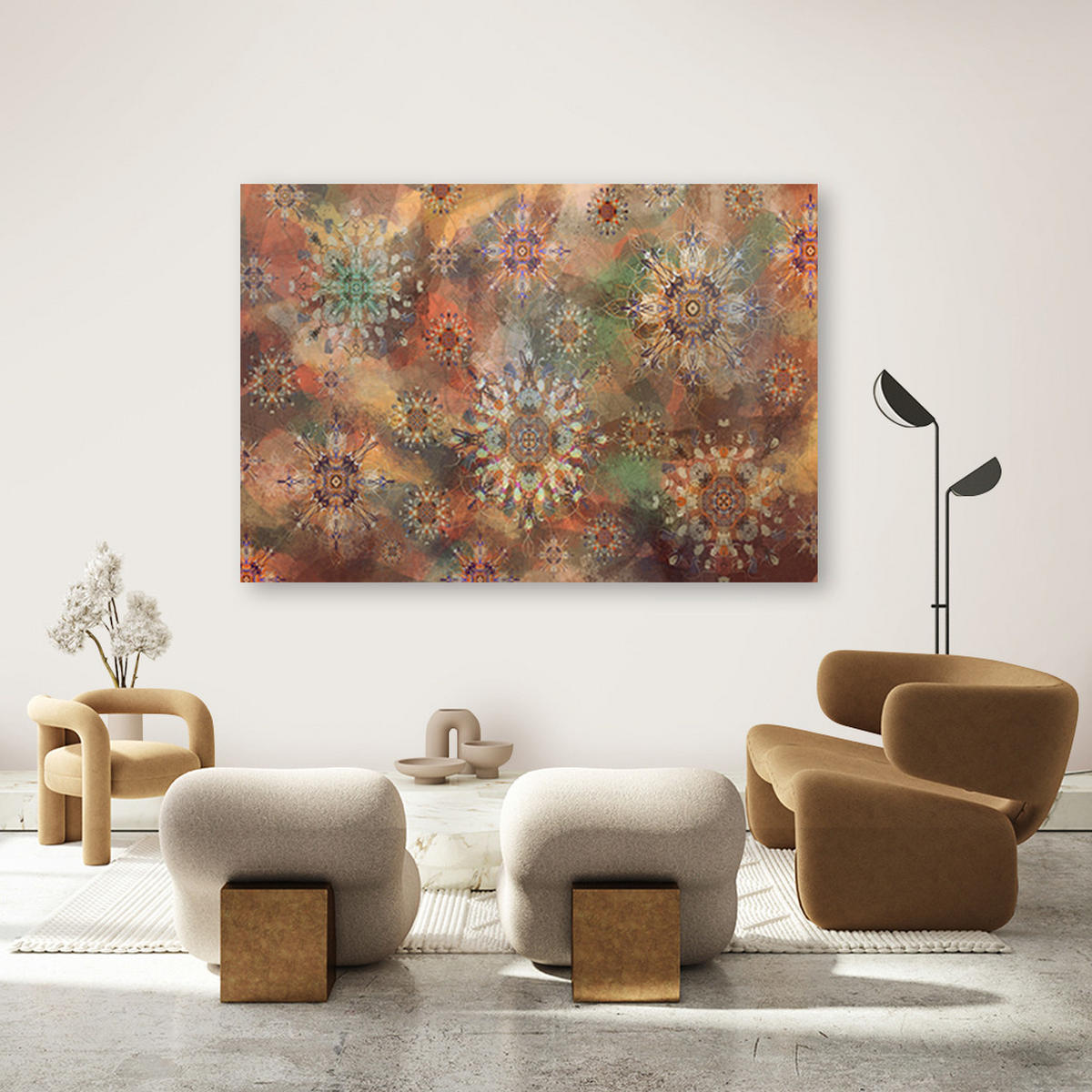 WANDBILD mosaik der sterne - Orange, Textil (60/40cm) - Feeby