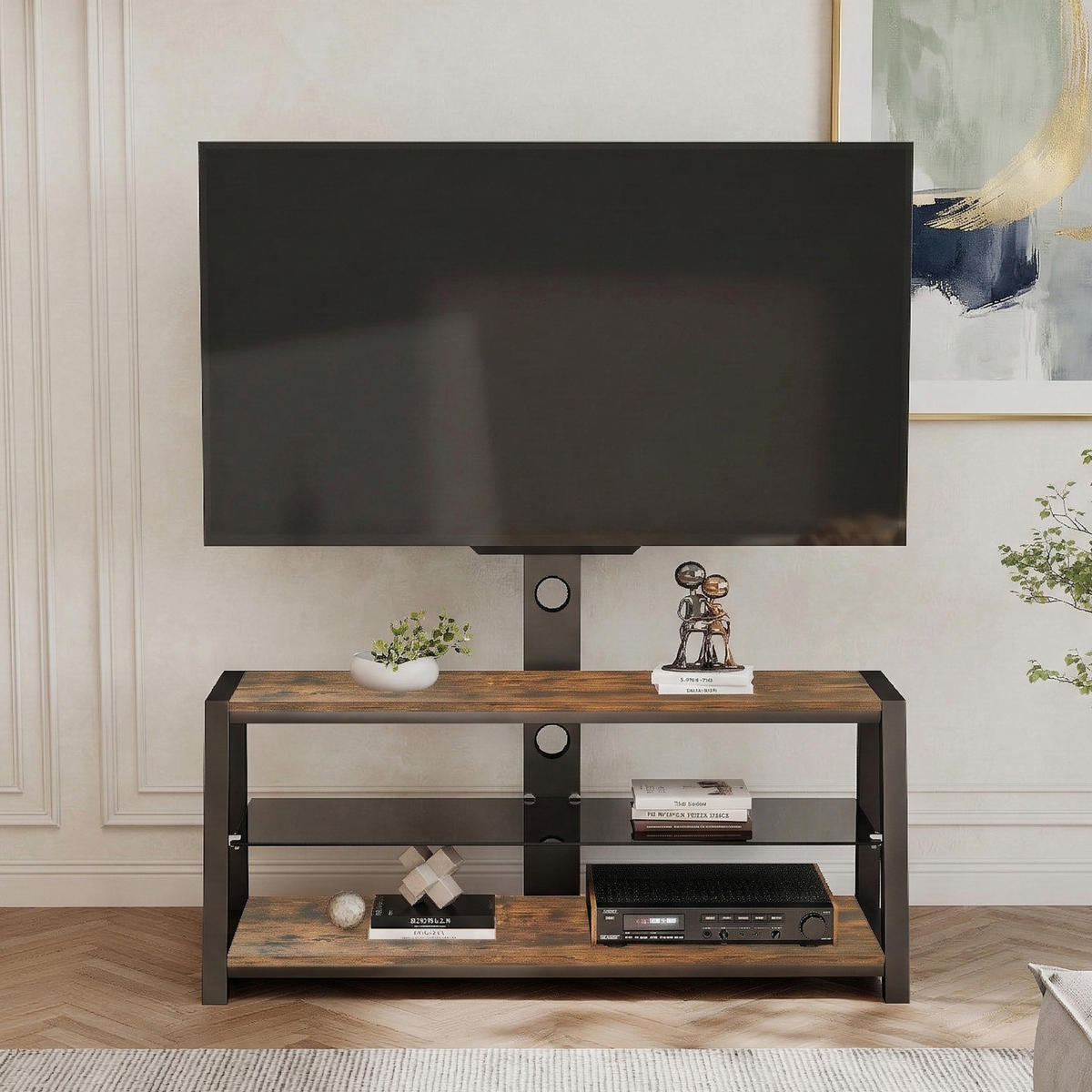 TV-ELEMENT 115.8/40.9/121.5 cm Braun mit Wandhalterung - Braun, Holz (116/125/42cm) - Oxeza