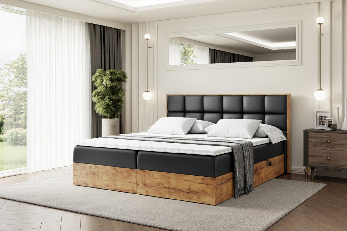 BOXBETT mit Matratze H3 und Lattenrost - LOLLI2 - 160x200 - Schwarz Hochglanz - Schwarz, Holzwerkstoff/Kunststoff (160/200cm) - ALTDECOR