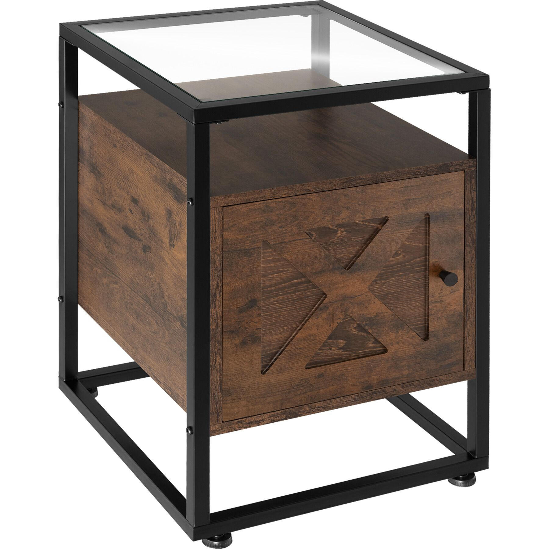 NACHTSCHRANK Kidderminster,40 x 43 60,5 cm,Industrial Holz dunkel, rustikal - Rostfarben, Holzwerkstoff (43/60.5/40cm) - tectake