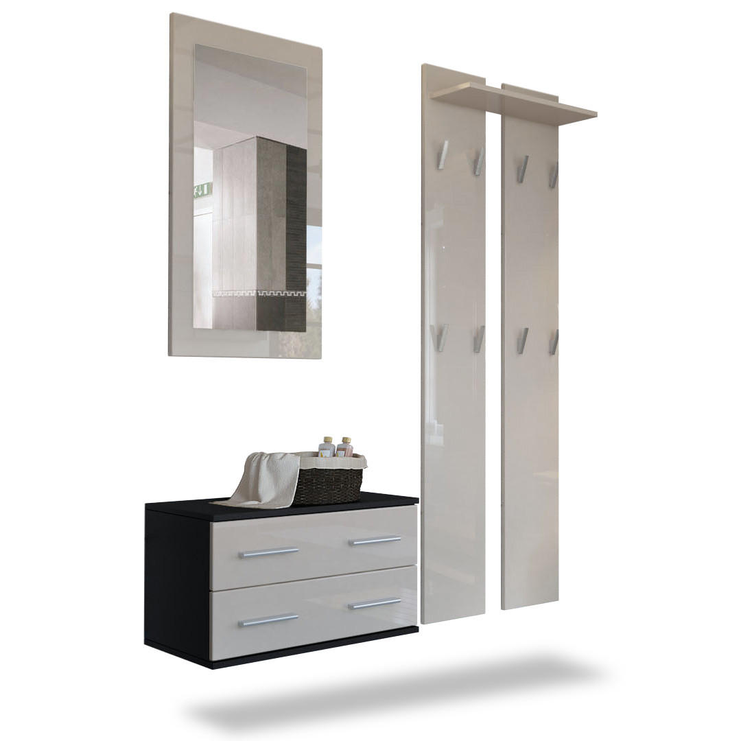 GARDEROBE Kioto Front in Sandgrau Hochglanz - Sandfarben, Holzwerkstoff (170/200/35cm) - Vladon