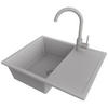 GRANITSPÜLE Ibiza, 2-er set Grau 62/50 cm 1 Becken + Küchenarmatur 32/20 cm + Ablauf-Set ab 45er Unterschrank - Grau, Kunststoff (62/19/50cm) - Primagran