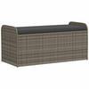 SITZBANK Mit Stauraum & Kissen Grau 115/51/52 Cm Poly Rattan - Schwarz/Grau, Kunststoff/Textil (115/52/51cm) - vidaXL