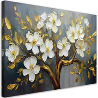 WANDBILD weiße blumen pflanzen baum - Weiß, Textil (60/40cm) - Feeby