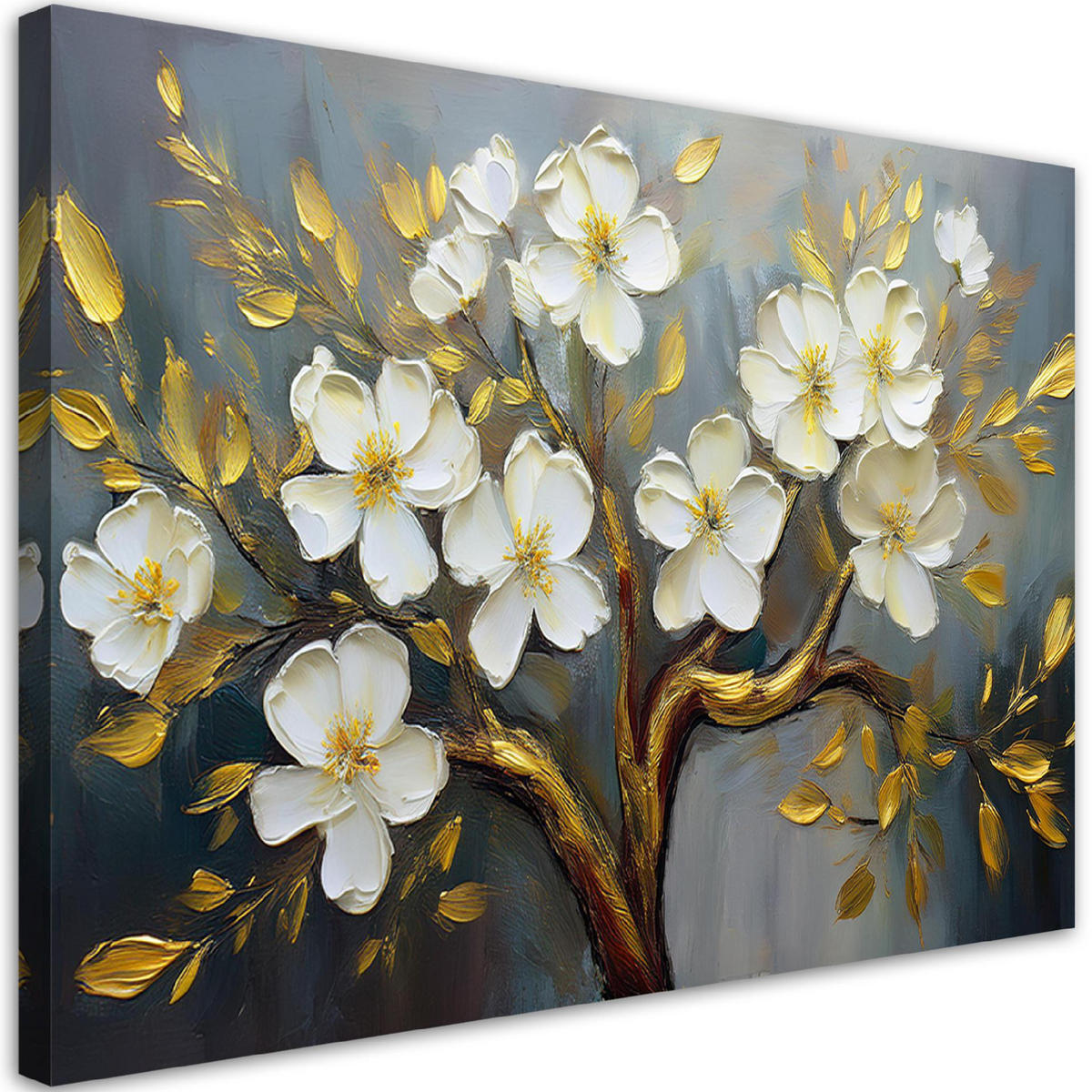WANDBILD weiße blumen pflanzen baum - Weiß, Textil (60/40cm) - Feeby