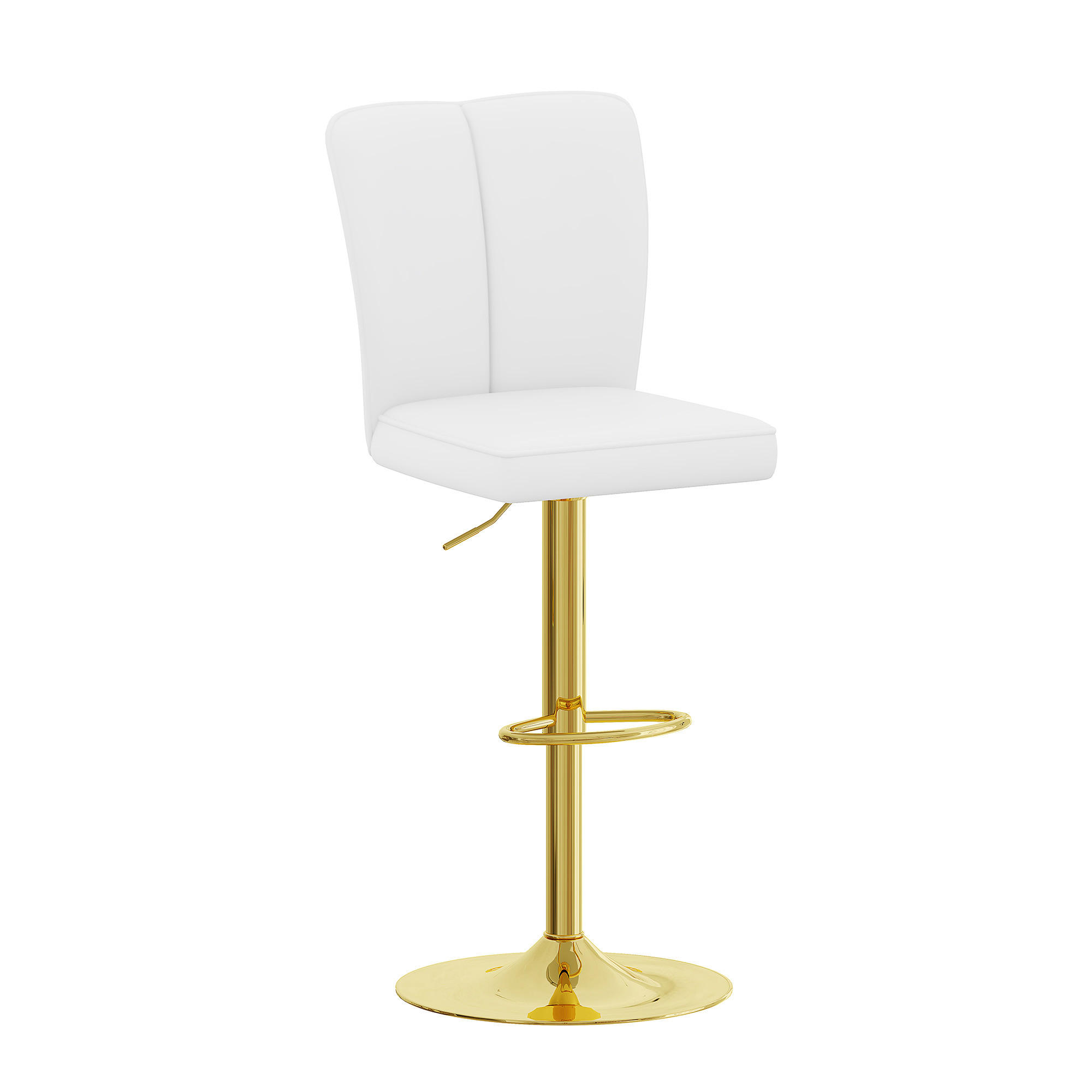 BARHOCKER 2er-Set Weiß-Gold Höhenverstellbar Drehbar 360° mit Rückenlehne und PU-Leder - Weiß, Metall (44.5/95.5/44cm) - PANGIVO