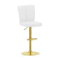 BARHOCKER 2er-Set Weiß-Gold Höhenverstellbar Drehbar 360° mit Rückenlehne und PU-Leder - Weiß, Metall (44.5/95.5/44cm) - PANGIVO