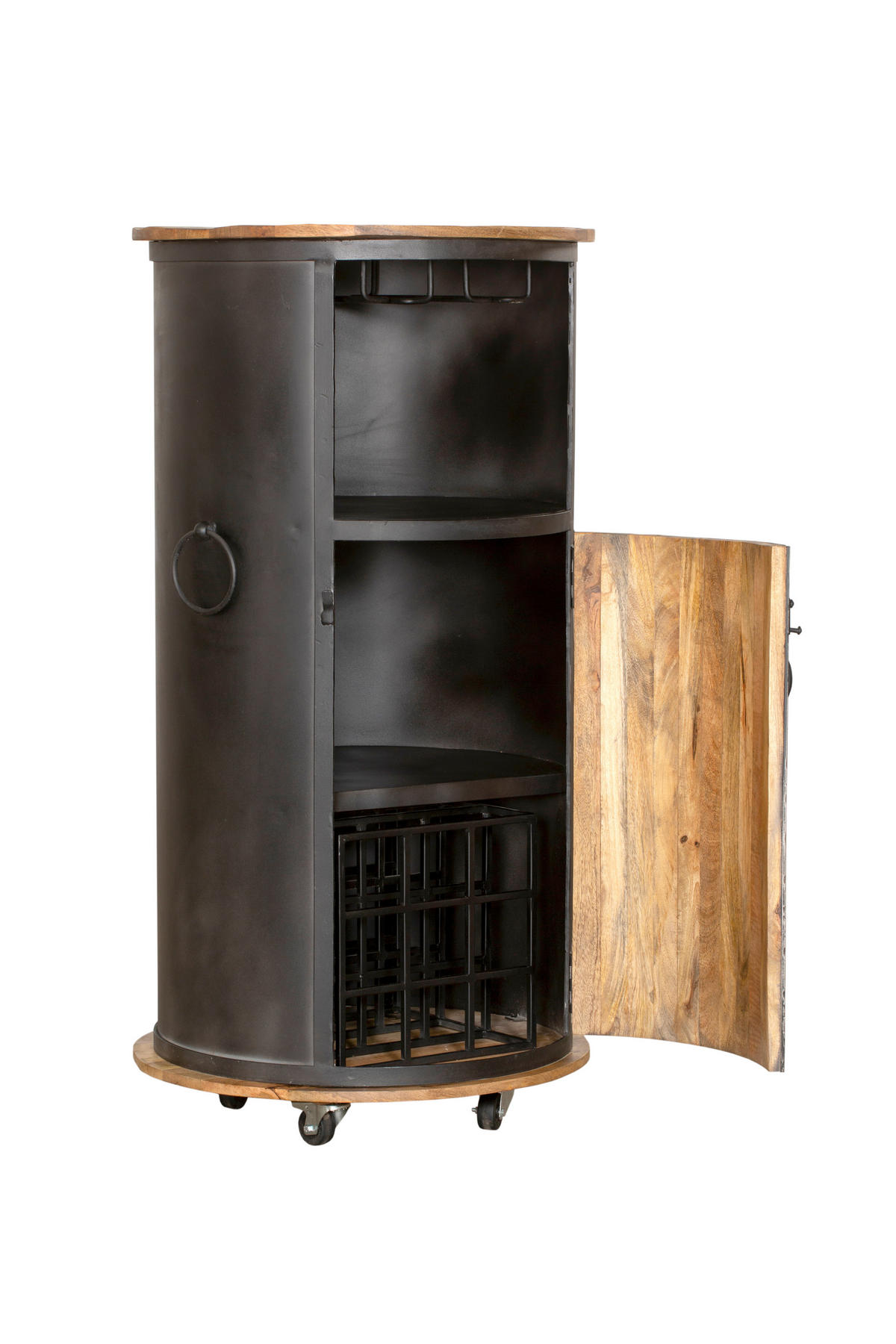 WEINBAR Magne Mangoholz Braun 115x60x60cm - Braun, Holz (60/115/60cm) - DELUKE