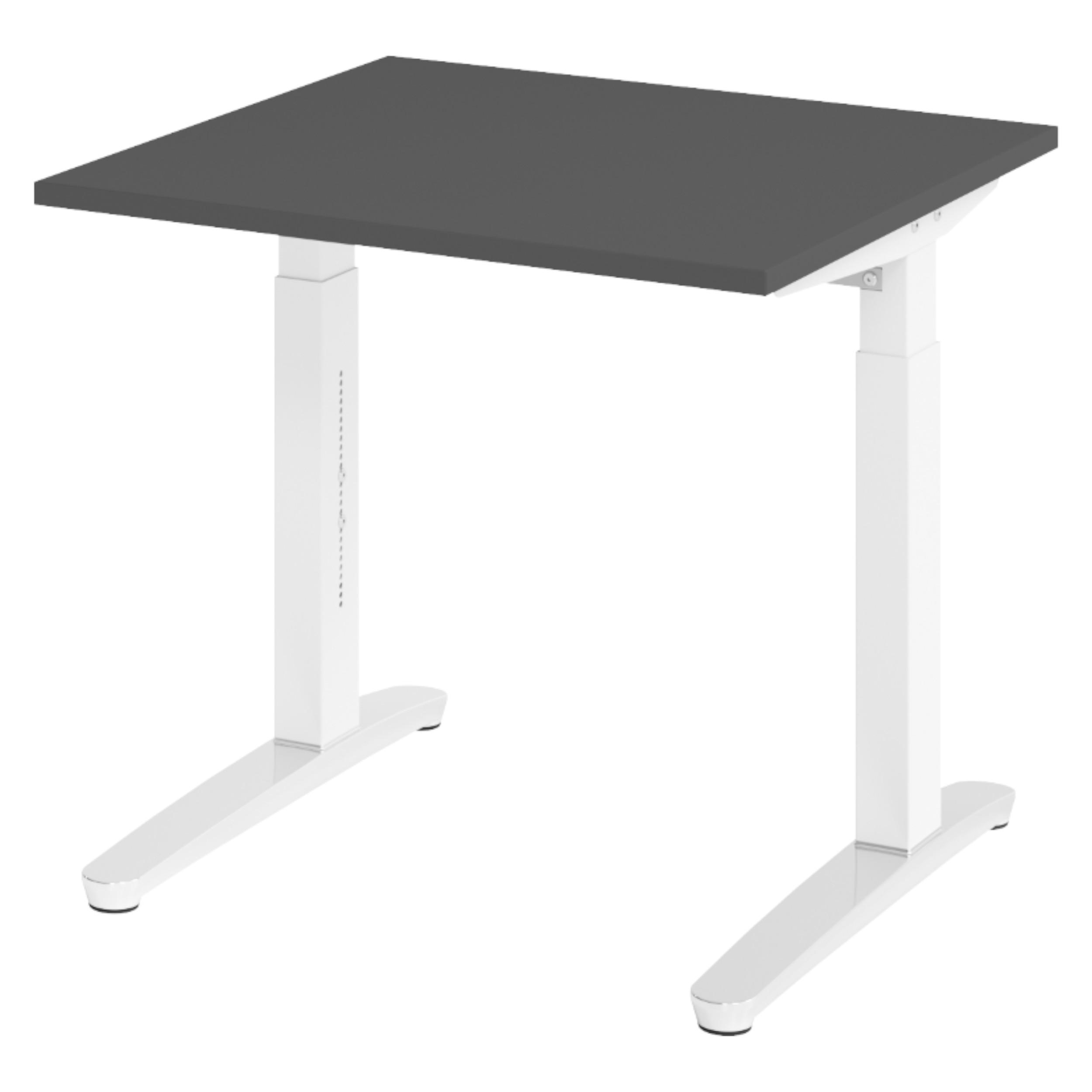 bümö Schreibtisch Graphit, Weiß, Silber 80x74x80 cm