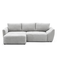 ECKSOFA NICE L Links mit Schlaffunktion 137x204 Chenille Hellgrau - Hellgrau/Schwarz, Holz/Textil (260/165cm) - Muffo