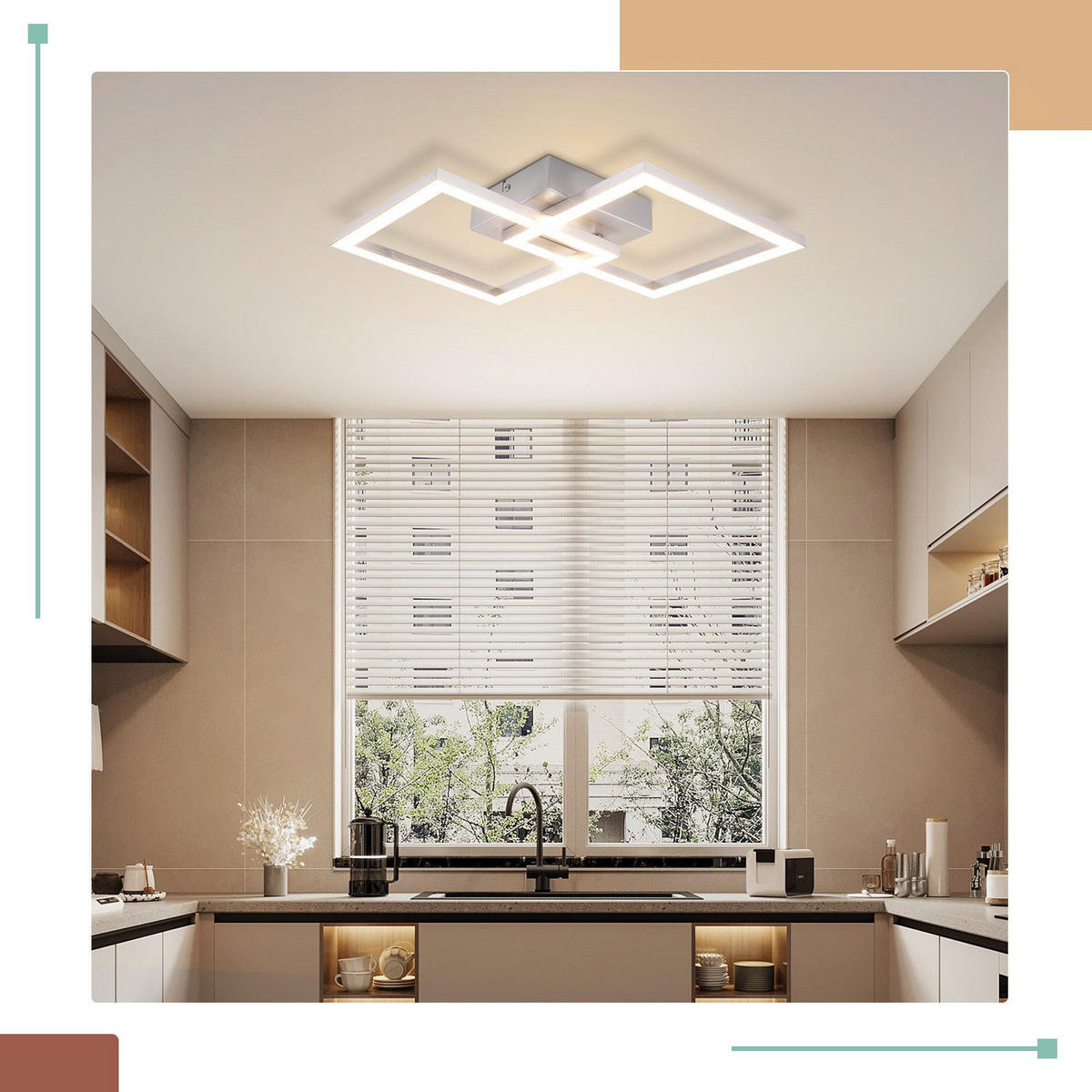 LED-DECKENLEUCHTE Mansell 33/33/6.2 cm - Silberfarben, Metall (33/33/6.2cm) - Nettlife